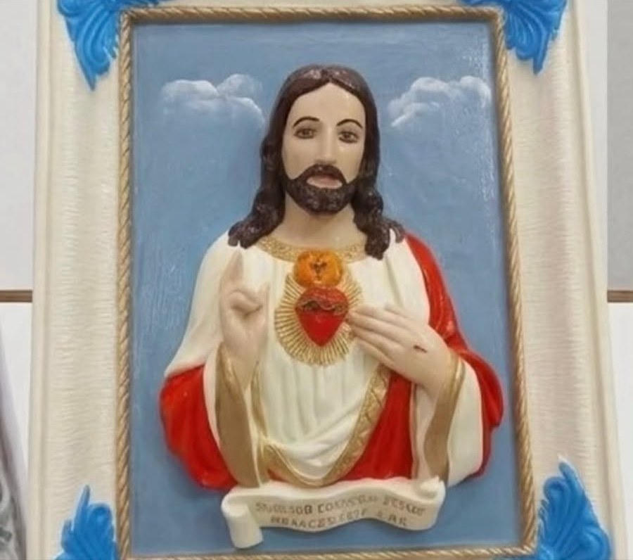 Quadro do Sagrado Coração de Jesus depois da restauração